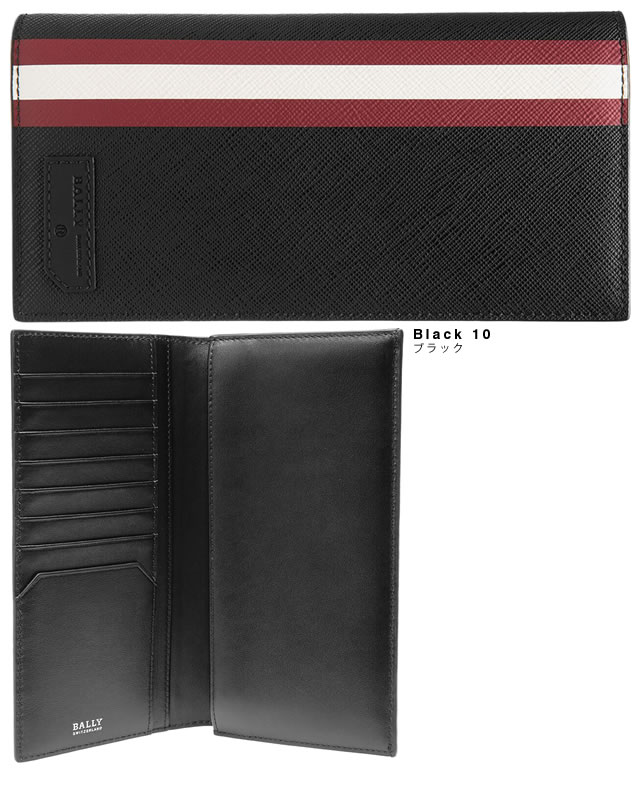 バリー BALLY 財布 長財布 メンズ バリロ BALIRO OF バリーストライプ かぶせ ブランド 革 薄い プレゼント ギフト 黒 ブラック 6224346 [S]