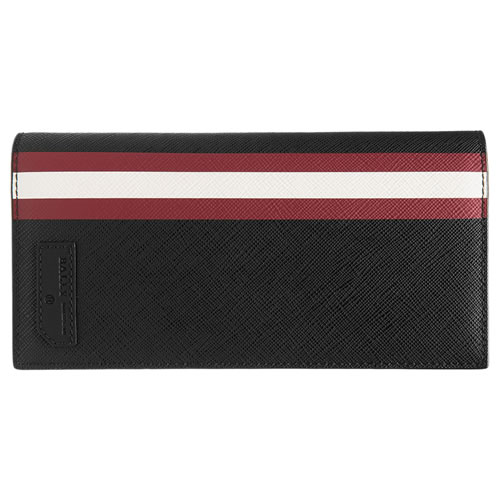 バリー BALLY 財布 長財布 メンズ バリロ BALIRO OF バリーストライプ かぶせ ブランド 革 薄い プレゼント ギフト 黒 ブラック 6224346 [S]