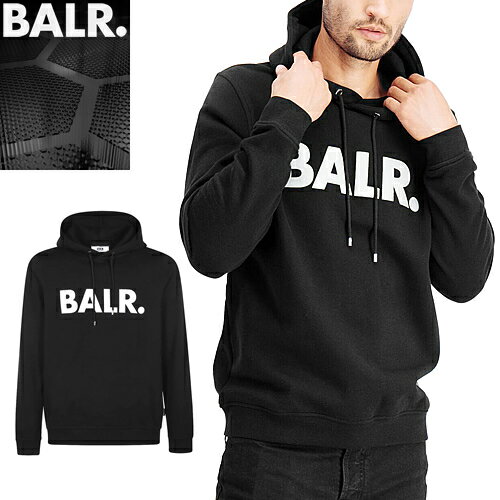 ボーラー BALR. パーカー プルオーバー フーディー スウェット メンズ ロゴ プリント 裏起毛 大きいサイズ ブランド 黒 ブラック BRAND STRAIGHT HOODIE B1261 1017