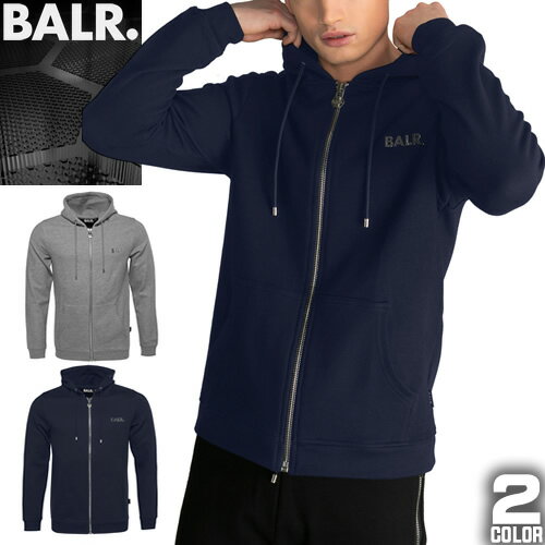 ボーラー BALR. パーカー ジップアップ フーディー スウェット メンズ メタルロゴ 大きいサイズ ブランド ネイビー グレー Q-SERIES ZIPPED HOODIE B10009 [S]