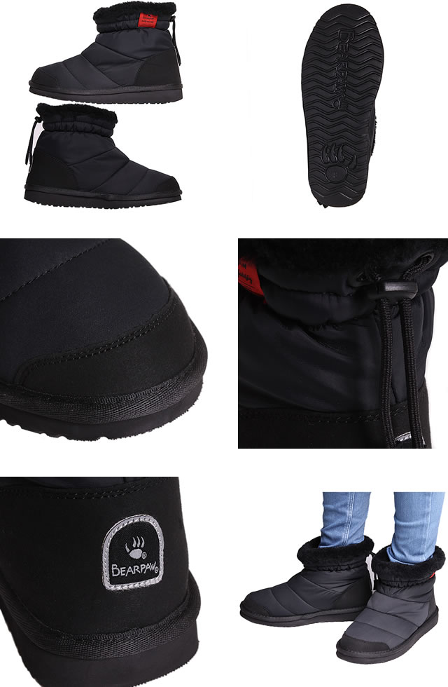 ベアパウ BEARPAW スノーブーツ SNOW FASHION SHORT SNKR1 日本正規品 ショートブーツ ウインターブーツ アンクルブーツ レディース ボア 歩きやすい 大きいサイズ 黒 白 ブラック ホワイト ネイビー グレー 防滑 撥水 防寒 雪 靴 滑らない US5 US6 US7 US8 US9