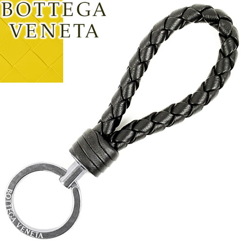 ボッテガヴェネタ キーホルダー（レディース） ボッテガヴェネタ BOTTEGA VENETA キーリング キーホルダー イントレチャート メンズ レディース 本革 レザー ブランド プレゼント 黒 ブラック KEYRING 608783 VO0BG [S]