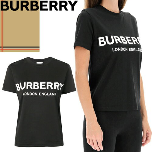 バーバリー BURBERRY Tシャツ 半袖 クルーネック 丸首 レディース 2022年春夏新作 ロゴ プリント コットン 大きいサイズ ブランド 黒色 ブラック LOGO PRINT COTTON T-SHIRT 8011651 [ゆうパケ発送]