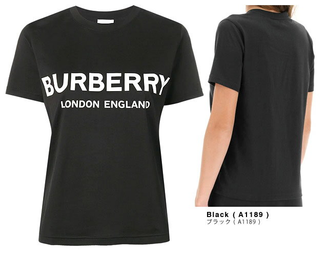 バーバリー BURBERRY Tシャツ 半袖 クルーネック 丸首 レディース 2022年春夏新作 ロゴ プリント コットン 大きいサイズ ブランド 黒色 ブラック LOGO PRINT COTTON T-SHIRT 8011651 [ゆうパケ発送]