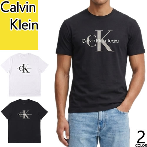 カルバンクライン Calvin Klein Tシャツ メンズ 半袖 2026年春夏新作 CKロゴ モノグラム クルーネック 丸首 ブランド 綿100％ 大きいサイズ おしゃれ 黒 白 ブラック ホワイト MONOGRAM LOGO TEE 40DC813 [ゆうパケ発送]