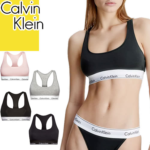 楽天MSS（エムエスエス）カルバンクライン Calvin Klein 下着 ブラジャー ノンワイヤー スポーツブラ レディース 2023年秋冬新作 アンダーウェア 綿 スポーツ ジム 高級 ハイブランド 人気 ホックなし コットン 黒 ブラック グレー MODERN COTTON BRALETTE F3785 [ゆうパケ発送]