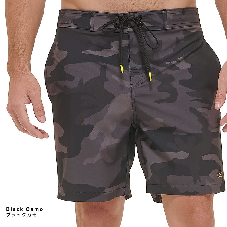 カルバンクライン Calvin Klein ショートパンツ 水着 海パン サーフパンツ メンズ インナー付き おしゃれ 大きいサイズ ブランド 膝上 吸水速乾 紫外線対策 黒 迷彩 花柄 ブラック STANDARD UV PROTECTED QUICK DRY SWIM TRUNK CB2KSS19 [CP発送]