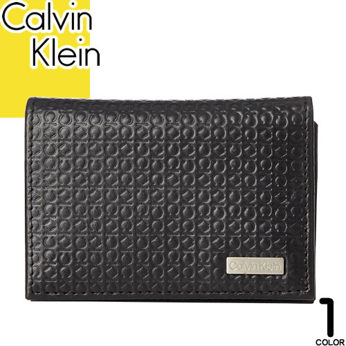 カルバンクライン 名刺入れ（メンズ） カルバンクライン Calvin Klein カードケース 名刺入れ メンズ レディース モノグラム 本革 革 レザー ブランド プレゼント 黒 ブラック CARD CASE 31CK200001
