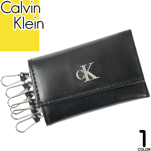 カルバンクライン キーケース（メンズ） カルバンクライン Calvin Klein 6連キーケース スナップボタン開閉 メンズ レディース 本革 レザー 型押し ロゴ おしゃれ ブランド プレゼント 黒 ブラック KEY CASE 31KJ170001