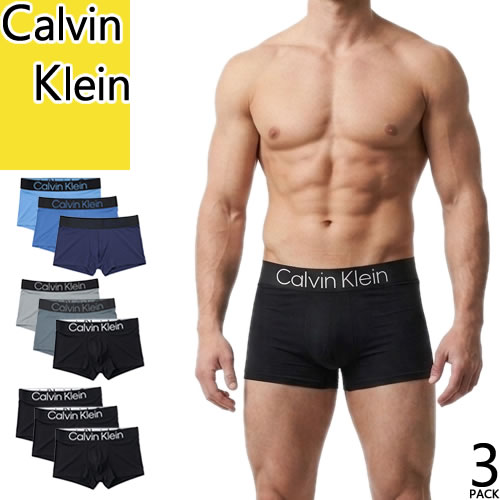 Rakuten - カルバンクライン Calvin Klein ボクサーパンツ アンダーウェア 下着 3枚セット メンズ 2026年春夏新作 ロゴ 刺繍 ローライズ おしゃれ 無地 大きいサイズ ブランド プレゼント 前閉じ 黒 青 ブラック ブルー BOXER BRIEFS 3 PACK NP2607O [ゆうパケ発送]
