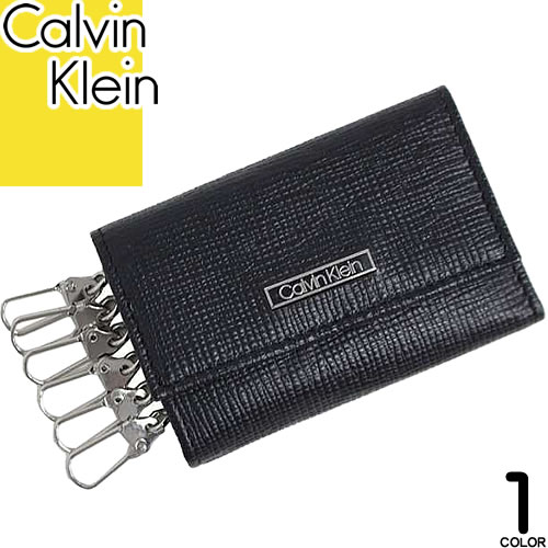 キーケース メンズ（5000円程度） カルバンクライン Calvin Klein 6連キーケース スナップボタン開閉 メンズ レディース 本革 レザー 型押し ロゴ おしゃれ ブランド プレゼント 黒 ブラック KEY CASE 31CK170003
