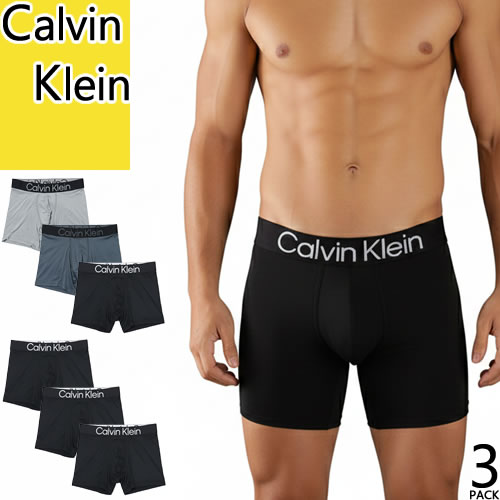 ＼6日間限定／【9,900円→5,480円】12/2 11:59まで！カルバンクライン Calvin Klein ボクサーパンツ アンダーウエア 下着 3枚セット メンズ 2025年秋冬新作 ロゴ 刺繍 無地 大きいサイズ ブランド プレゼント 黒 ブラック BOXER BRIEFS 3 PACK NP2608O [ゆうパケ発送]