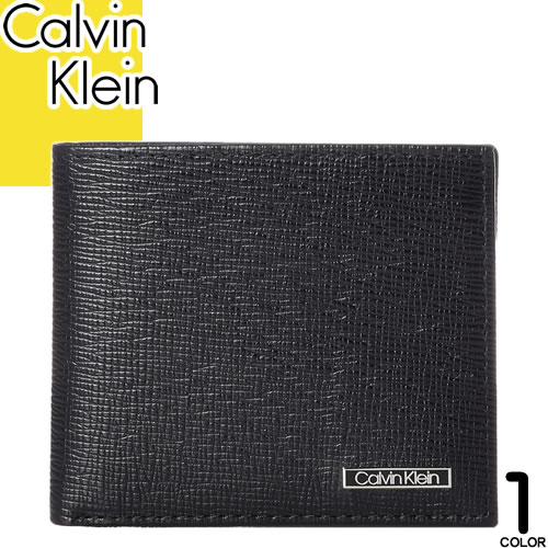 カルバンクライン 財布（メンズ） カルバンクライン Calvin Klein 財布 二つ折り財布 メンズ プレートロゴ 革 本革 小銭入れ付き ブランド 薄い スキミング防止 プレゼント ギフト 男性 黒 ブラック BILLFOLD WALLET WITH COIN POCKET 31CK130009 [S]