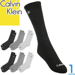 カルバンクライン Calvin Klein 靴下 ソックス 6足セット 6足組 メンズ クルー丈 リブ ロゴ カジュアル スポーツソックス ブランド プレゼント 黒 白 ブラック ホワイト グレー 6 PACK CREW SOCKS CKM211CR03 [ネコポス発送]