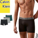 カルバンクライン Calvin Klein ボクサーパンツ アンダーウエア 下着 3枚セット メンズ 2025年春夏新作 ロング ロゴ 刺繍 無地 前閉じ 大き...
