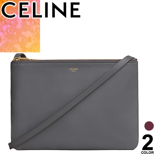 セリーヌ CELINE バッグ トリオ スモール ショルダーバッグ レディース ポーチ ポシェット ラムスキン 斜めがけ 大人 小さめ ブランド 軽量 革 本革 グレー バーガンディ TRIO 18760 3BEBのサムネイル