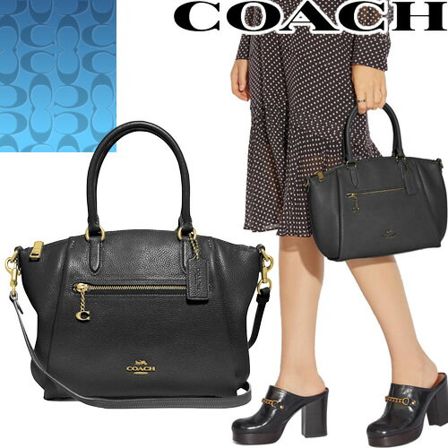 コーチ COACH バッグ トートバッグ ハンドバッグ ショルダーバッグ レディース エリーゼ サッチェル 2way 斜めがけ レザー 本革 ブランド プレゼント 黒 ブラック Elise Satchel 79316