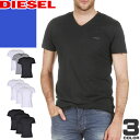 ディーゼル ディーゼル DIESEL Tシャツ 半袖 Vネック 3枚セット メンズ コットン 無地 大きいサイズ ブランド プレゼント 黒 白 ブラック ホワイト グレー 3 PACK V-NECK T-SHIRT 00SPDM 0AALW [ネコポス発送]