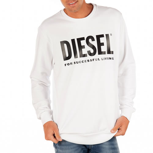 ディーゼル DIESEL トレーナー スウェット メンズ ブランド 綿100％ 大きいサイズ プリント ロゴ 黒 白 ブラック グレー ホワイト グレー ネイビー S-GIR-DIVISION-LOGO 00SWFH 0BAWT [S]