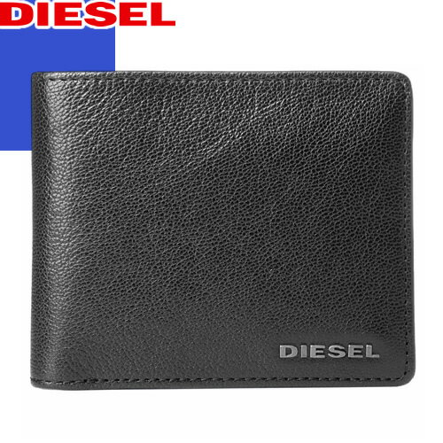 ブランド二つ折り革財布（メンズ） ディーゼル DIESEL 財布 二つ折り財布 小銭入れあり メンズ メタルロゴ レザー 本革 ブランド プレゼント 黒 ブラック JEM-J HIRESH S X03925 PR271 [S]