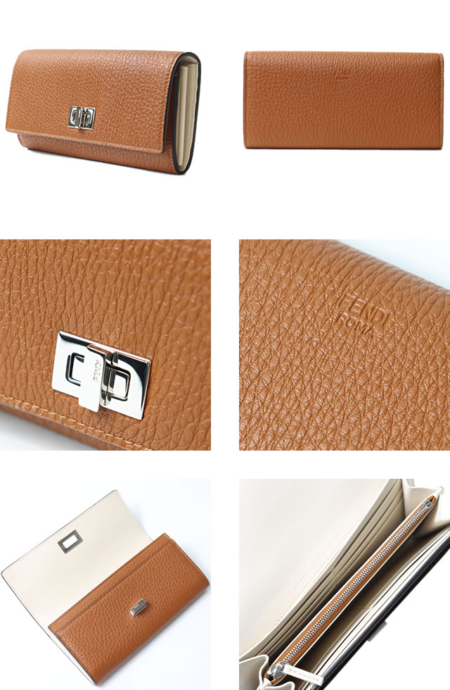 フェンディ FENDI 財布 長財布 ピーカブー セレリア レディース レザー 革 ブランド 本革 茶色 ブラウン PEEKABOO SELLERIA 8M0427 A91B