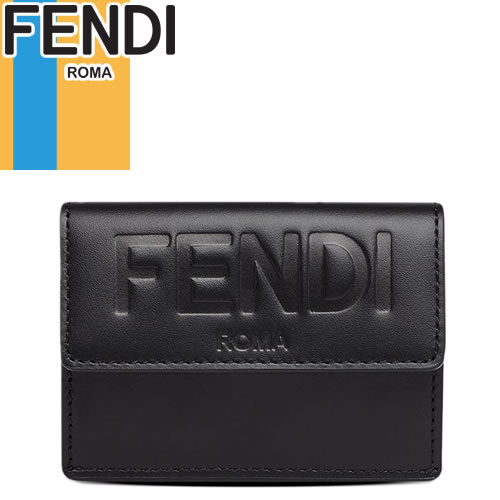 フェンディ 三つ折り財布 レディース フェンディ FENDI 財布 三つ折り財布 ミニ財布 小銭入れあり レディース メンズ コンパクト ロゴ レザー 本革 ブランド プレゼント 黒 ブラック Compact Fendi Roma tri-fold wallet 8M0395 AAYZ [S]