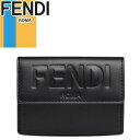 フェンディ FENDI 財布 三つ折り財布 ミニ財布 小銭入れあり レディース メンズ コンパクト ロゴ レザー 本革 ブランド プレゼント 黒 ブラック Compact Fendi Roma tri-fold wallet 8M0395 AAYZ 