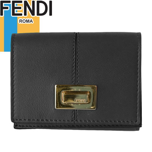 フェンディ プレゼント レディース フェンディ ピーカブー セレリア FENDI 財布 三つ折り財布 ミニ財布 小銭入れあり レディース バイカラー Wホック レザー 本革 ブランド プレゼント 黒 ブラック PEEKABOO SELLERIA MICRO TRIFOLD WALLET 8M0415 A5DY [S]