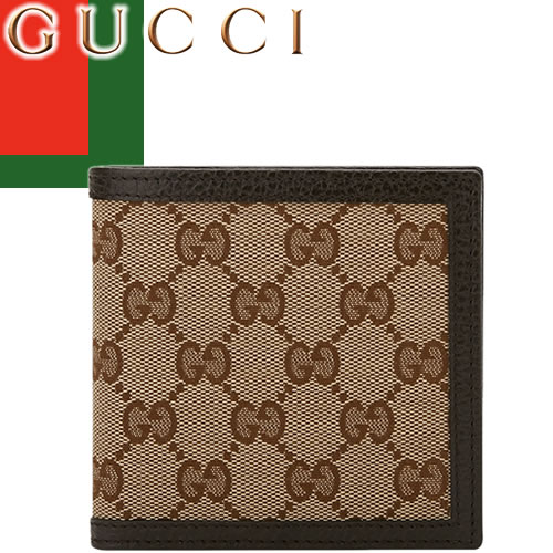 グッチ 二つ折り財布（メンズ） グッチ GUCCI 財布 二つ折り財布 メンズ GGキャンバス 小銭入れあり 小さい ブランド プレゼント ギフト ベージュ ブラウン GG CANVAS BI-FOLD WALLET 150413 KY9LN