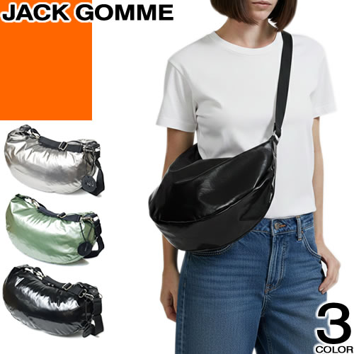 Rakuten - ジャックゴム Jack Gomme バッグ ショルダーバッグ ハンドバッグ チャーリー CHARLIE 1969 レディース ナイロン ポーチ付き 2way 撥水 軽量 耐久 斜めがけ 大人 ブランド おしゃれ 大きめ 黒 ブラック アルグ メタル [ネコポス発送]