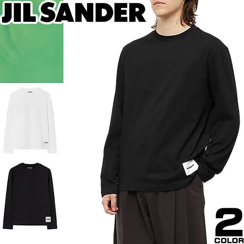 ジル サンダー プレゼント メンズ ジルサンダー JIL SANDER Tシャツ 長袖 ロンT クルーネック 丸首 メンズ 2024年春夏新作 ロゴラベル コットン 大きいサイズ ブランド プレゼント 白 黒 ホワイト ブラック LONG SLEEVED T-SHIRT J47GC0002 J45048 [1枚単品][ゆうパケ発送]