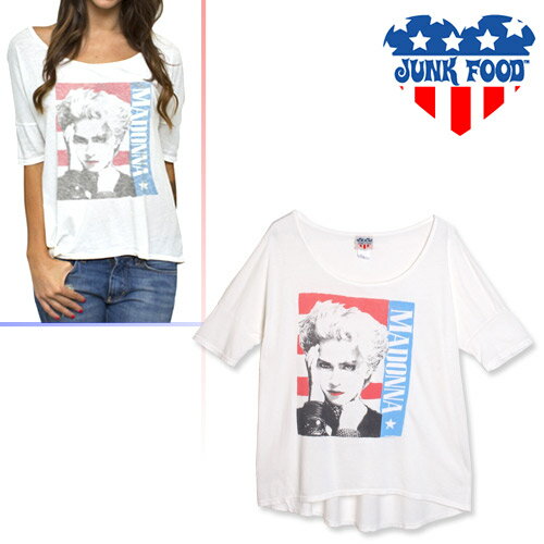 ジャンクフード ロンT tシャツ レディース ラグランtシャツ チュニック オフショルダー 五分袖 インナー ブランド JUNK FOOD Madonna Vintage Free Spirit Tee [メール便発送]