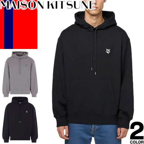 樂天商城 - ＼SALE 在庫限り／【40,700円→30,980円】メゾンキツネ MAISON KITSUNE パーカー スウェット メンズ 2025年秋冬新作 プルオーバー フォックスヘッド 大きいサイズ ブランド 黒 ブラック グレー FOX HEAD COMFORT HOODIE PM00703KM0341