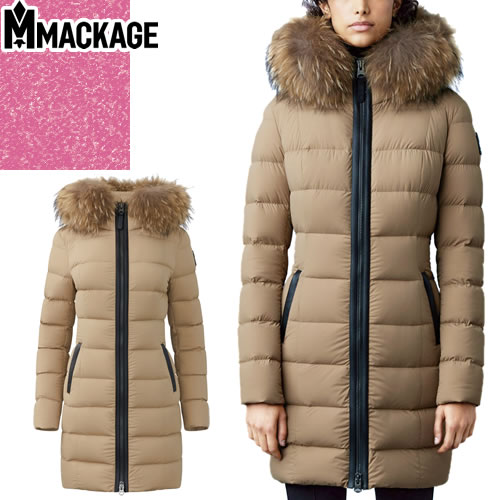 マッカージュ MACKAGE ダウンコート ダウンジャケット フード付き CALLA-F レディース ラクーンファー ストレッチ 撥水 大きいサイズ ブランド ベージュのサムネイル
