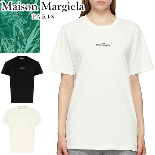 メゾンマルジェラ Maison Margiela Tシャツ レディース 半袖 ミニロゴ 刺繍 クルーネック 丸首 ゆったり カジュアル 大きいサイズ おしゃれ 綿100％ ブランド 白 黒 ホワイト ブラック DISTORTED LOGO T-SHIRT S30GC0701 S22816 [ゆうパケ発送]