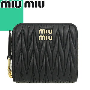 ߥ奦ߥ奦 MIUMIU  ޤ ޥƥå ǥ 2023ǯ߿ ߥ˺ ᥿ 쥶 襤 ܳ ֥ ڤ  ֥å SMALL NAPPA MATELASSE WALLET 5ML522 2FPP