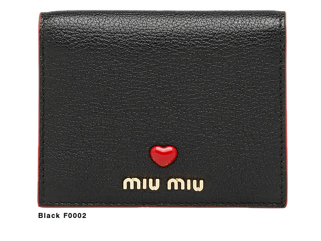 ミュウミュウ MIUMIU 財布 ミニ財布 二つ折り財布 レディース 2021年春夏新作 マドラス ラブ 小銭入れ付き ブランド 本革 コンパクト 黒 ブラック SMALL MADRAS LOVE LEATHER WALLET 5MV204 2BC3 [S]