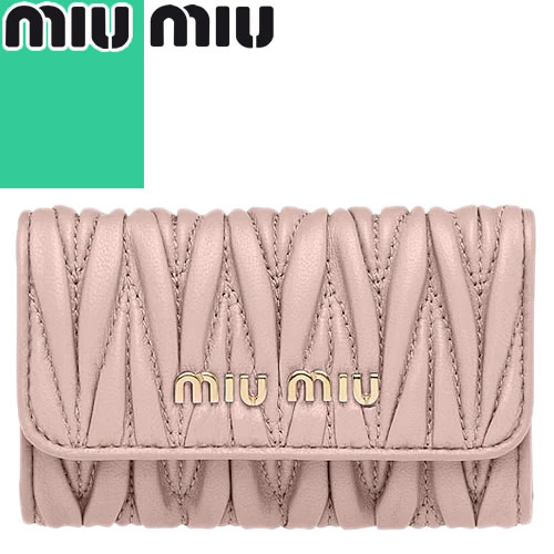 ミュウミュウ MIUMIU キーケース 6連 レディース 2022年春夏新作 マテラッセ ロゴメタル レザー 本革 ブランド プレゼント ピンク MATELASSE NAPPA LEATHER KEY CASE 5PG222 N88