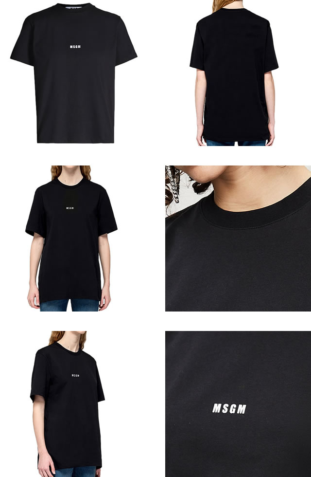 [最終SALE16,500円→9,869円] MSGM エムエスジーエム Tシャツ レディース 半袖 2019年春夏新作 ロゴ プリント 白 黒 ホワイト ブラック ブランド 綿100% おしゃれ 2641MDM100 [ネコポス発送]