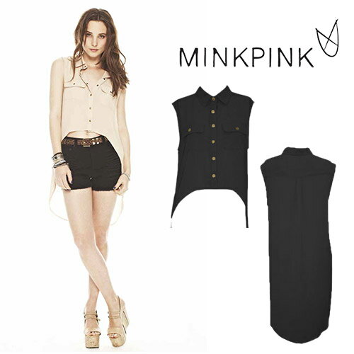 ミンクピンク ブラウス シャツ トップス レディース シャツワンピース ノースリーブ ワンピース 春夏 黒 リゾート MINK PINK [メール便..