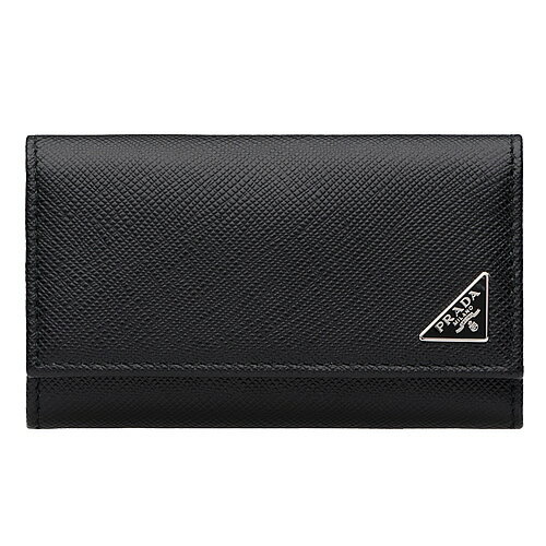プラダ PRADA キーケース キーリング サフィアーノ メンズ トライアングル 6連 レザー 本革 革 ブランド コンパクト プレゼント ギフト 黒 ブラック Saffiano Leather Keychain 2PG222 QHH F0002 [S]
