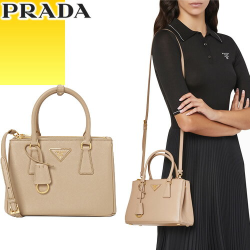 プラダ ハンドバッグ（レディース） プラダ PRADA バッグ ハンドバッグ トートバッグ ショルダーバッグ ガレリア レディース レザー 本革 斜めがけ 2WAY ブランド プレゼント ベージュ GALLERIA SAFFIANO LEATHER SMALL BAG 1BA896 NZV