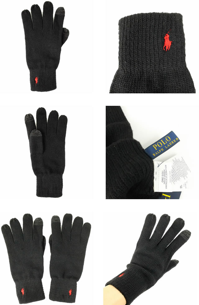 ポロ ラルフローレン POLO RALPH LAUREN 手袋 グローブ メンズ スマホ対応 ニット ウール ブランド プレゼント 黒 ブラック グレー ネイビー Recycled Touch Glove PC0712 [メール便発送]