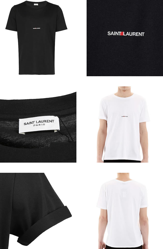 サンローラン パリ SAINT LAURENT PARIS Tシャツ 464572 YB2DQ 1000 9000 メンズ 半袖 2020年春夏新作 ブランド クルーネック 大きいサイズ 黒 白 ブラック ホワイト [ネコポス発送]