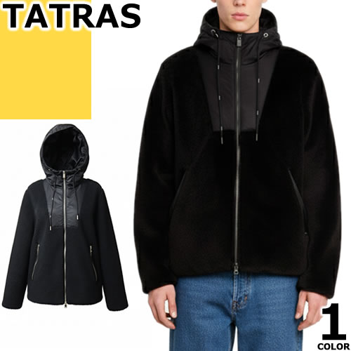 タトラス ボアパーカー メンズ タトラス TATRAS ラディスラーオ LADISLAO ボアブルゾン パーカー ジャケットアウター メンズ あったかい もこもこ ブランド 防寒 軽量 黒 ブラック MTAT24A4990-L