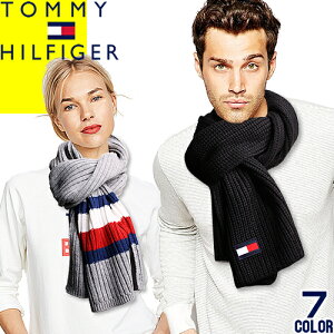 トミーヒルフィガー TOMMY HILFIGER マフラー ストール メンズ レディース ユニセックス ブランド リブ編み 無地 ストライプ 厚手 暖かい かわいい 学生 黒 ブラック [ネコポス発送]