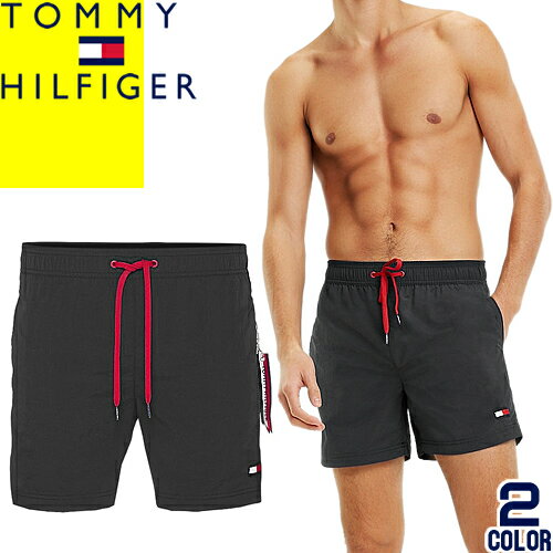 トミーヒルフィガー TOMMY HILFIGER 水着 サーフパンツ 海水パンツ 海パン ハーフパンツ メンズ 男性水着 ブランド おしゃれ 大きいサイズ ポリエステル 海 プール 海水浴 夏 ブラック UM0UM01080 [メール便発送]