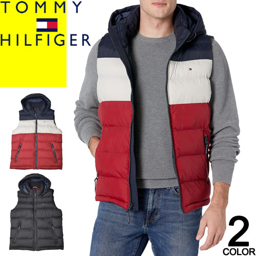 トミーヒルフィガー TOMMY HILFIGER ダウンベスト ライトダウン 中綿 アウター メンズ 軽量 防寒 フード付き ゴルフ 大きいサイズ ブランド 黒 ブラック HOODED PUFFER VEST 150AN614