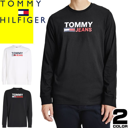 トミーヒルフィガー TOMMY HILFIGER 長袖 Tシャツ ロンT クルーネック 丸首 メンズ ロゴ プリント 大きいサイズ ブランド 白 黒 ホワイト ブラック LONG SLEEVE LOGO T-SHIRT DM09487 