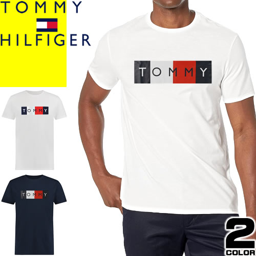 トミーヒルフィガー TOMMY HILFIGER Tシャツ 半袖 クルーネック 丸首 メンズ ロゴ プリント コットン 大きいサイズ ブランド 白 ホワイト ネイビー LOGO T-SHIRT 78J8779 ゆうパケ発送